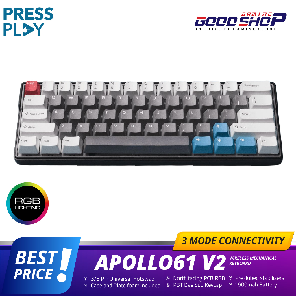 Press Play APOLLO61 V2 Keyboard Mekanis Nirkabel 60%