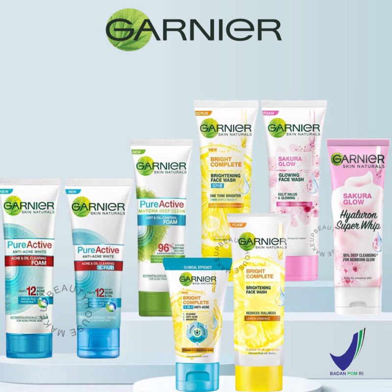 Garnier Bright Complete | Sakura Glow | Anti Acne Facial Wash | Foam | Scrub