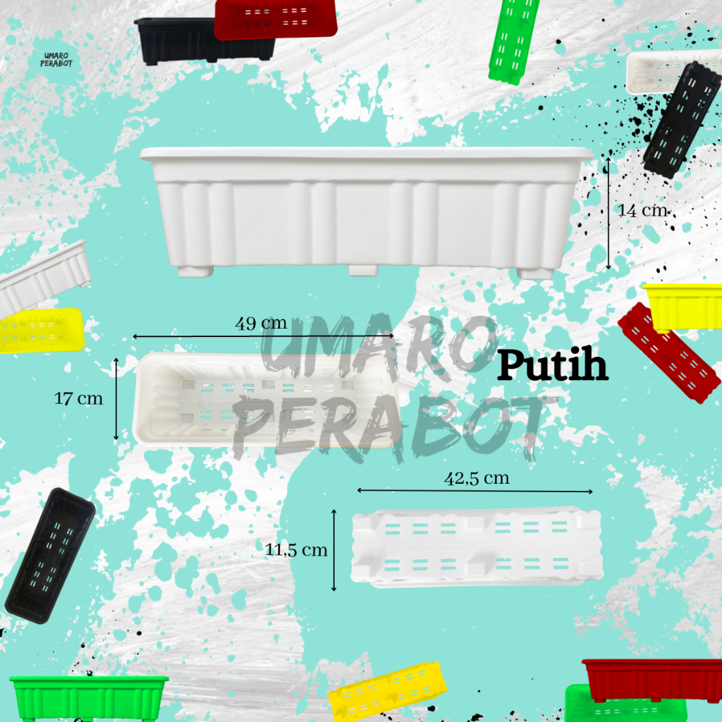 Pot Panjang Ukuran 50 Warna Putih / Pot Panjang Kotak / Pot Alpen / Pot Tanaman / Pot Bunga / Umaro 