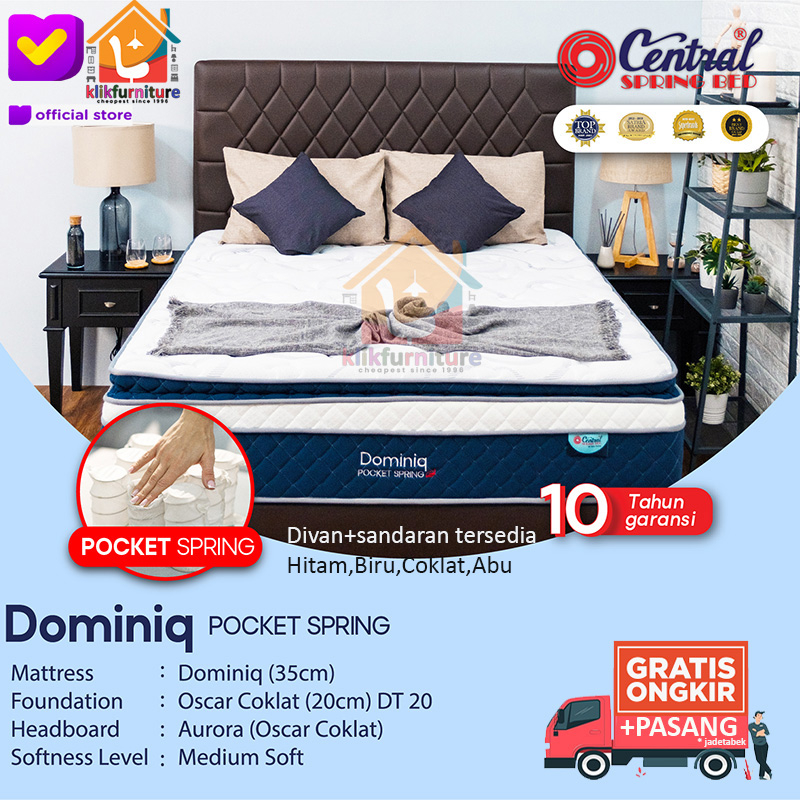 Springbed Central DOMINIQ POCKET Spring Sandaran Aurora