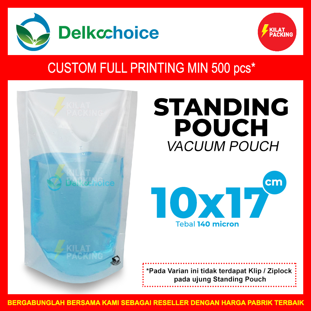 Standing pouch vacuum nylon non ziplock kemasan snack satuan 10x17