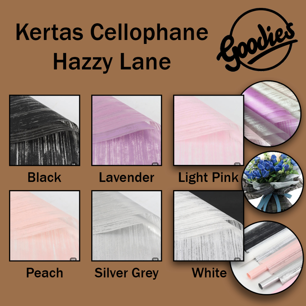 

*5 LEMBAR* Kertas Cellophane Buket Bunga (Hazzy Lane) Flower Wrapping Paper Celophane / Chellophane Murah untuk Snack Uang