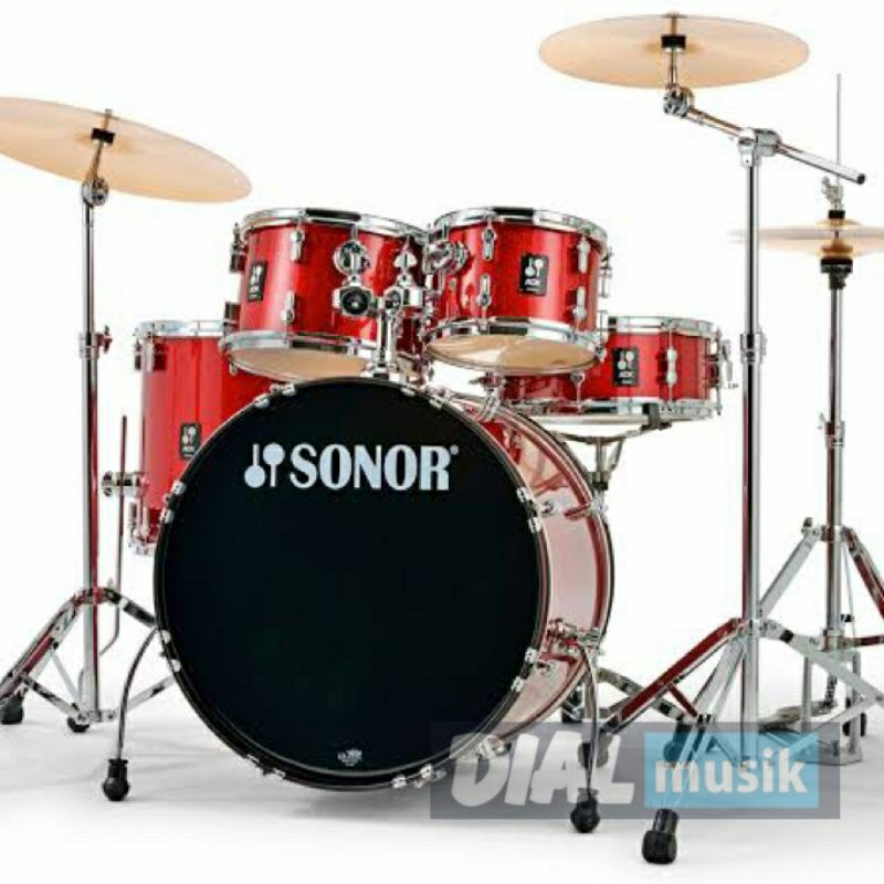 Sonor AQX Red Moon Sparkle Drum Set + Cymbal 5 PCS - Drum Set Original / RMS