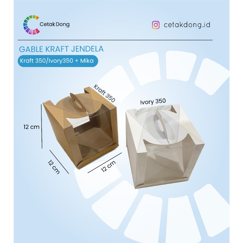 BOX GABLE MIKA 12x12x12 KRAFT IVORY KOTAK KUE, CAKE, GIFTBOX LUXURY