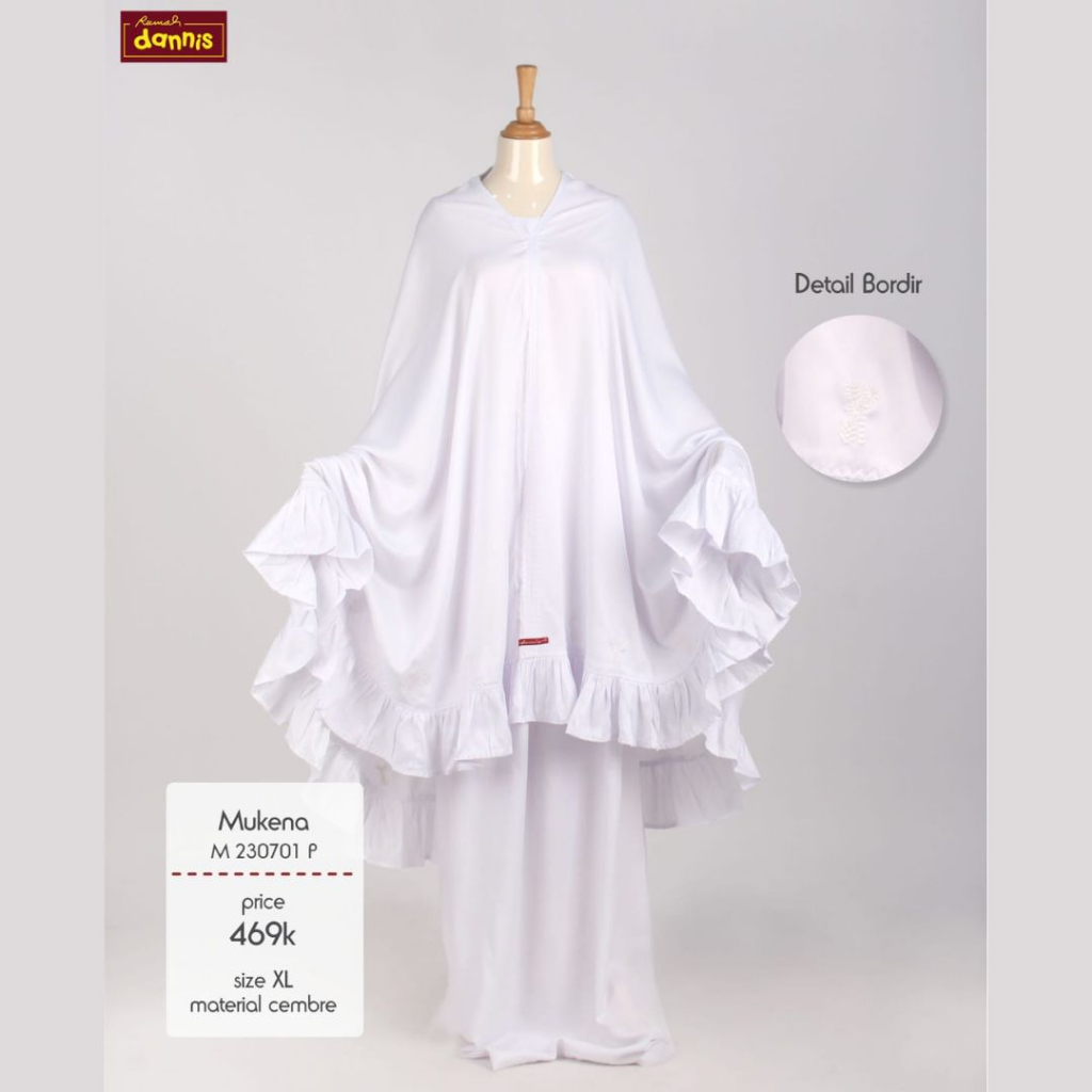 [DANNIS] MUKENA DANNIS TERBARU WARNA PUTIH // MUKENA LEBARAN // M230701 P // MUKENA DEWASA DAN ANAK