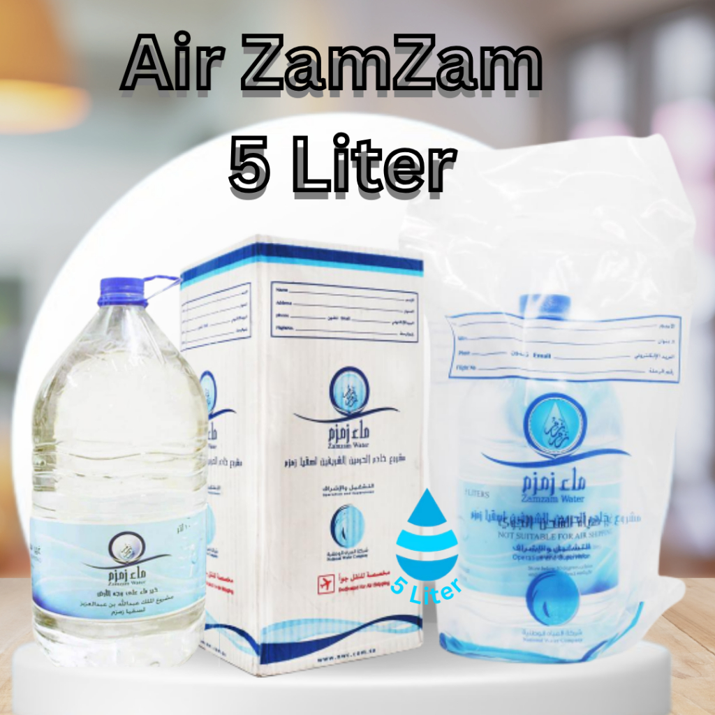 

Air zam zam 5 liter asli / oleholeh haji dan umrah / air zamzam original non barcode zamzam