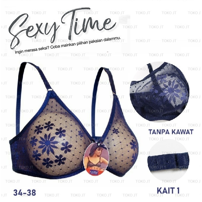 BH Bra BRUKAT Seksi Elegant Semi Transparan Sexy Bra Balon Tanpa Kawat Tanpa Busa GN