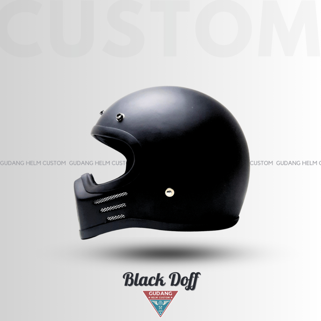 Helm Custom Retro Cakil M30 - Bahan Fiber untuk Motor Custom Pria Dewasa