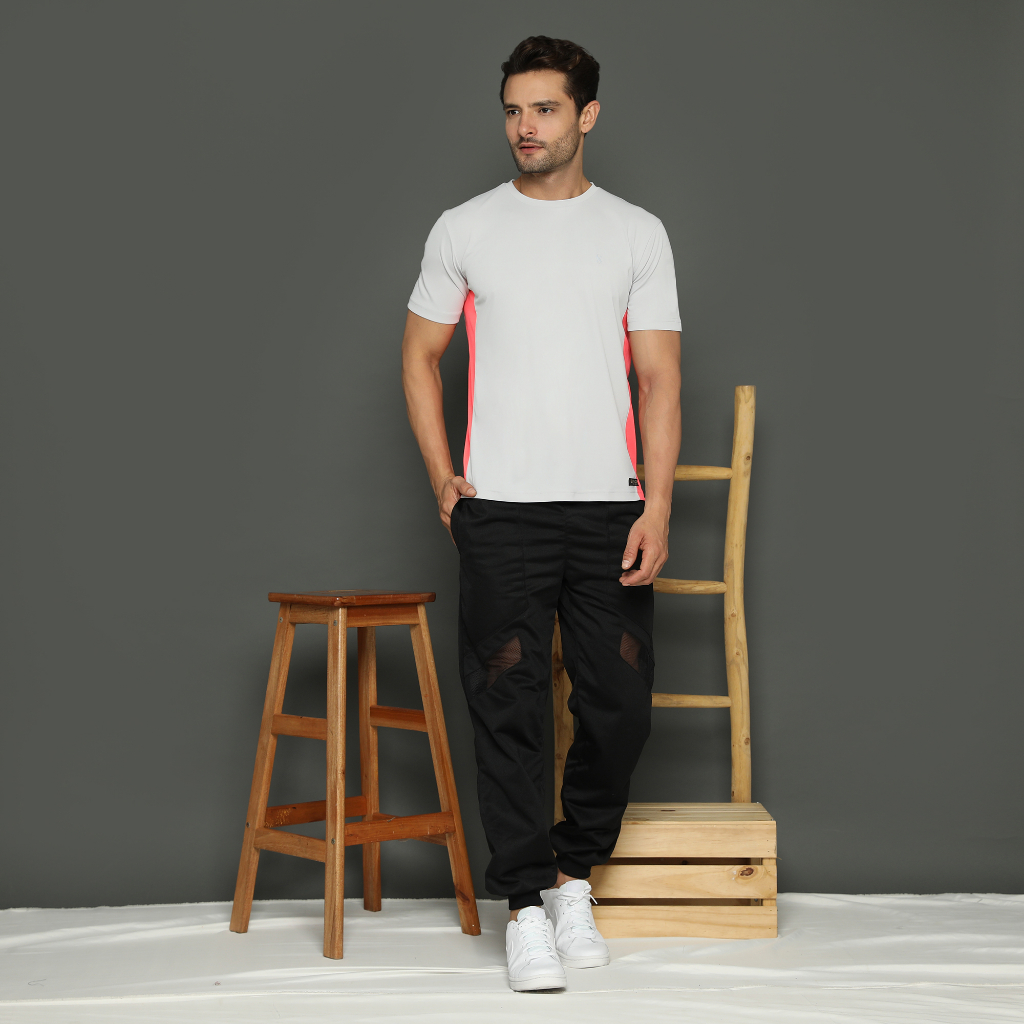 Basic Tshirt Men Grey Pink Top Men Sportswear
