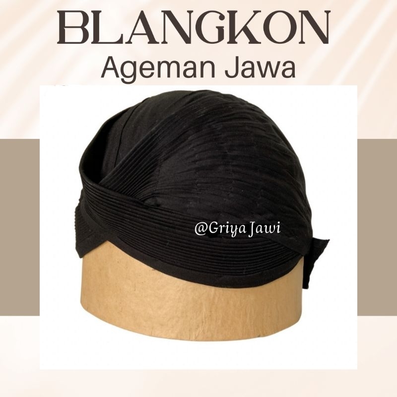 Blangkon Alusan Jogja Hitam Polos Full jahit Mataram