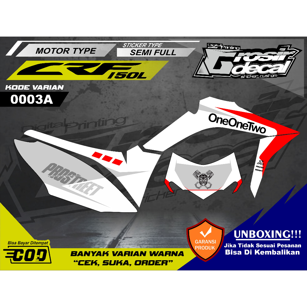 Striping Sticker Stiker CRF 150 L Putih Supermoto Super Keren