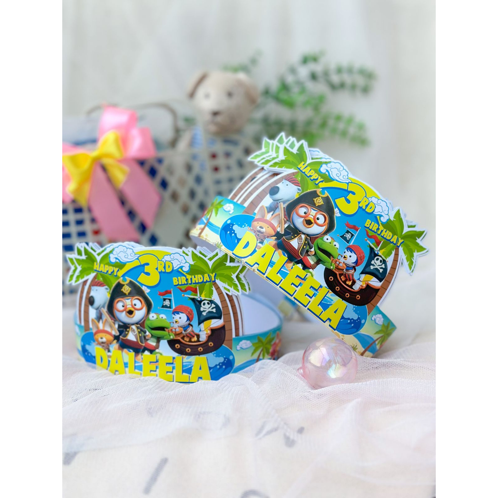 Pororo Treasure Island Topi Birthday Party / Hiasan Kepala Ulang Tahun