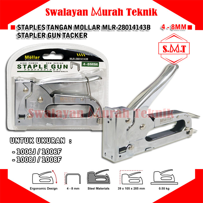 

Staples Tembak Manual 4-8mm MOLLAR 28014143B Gun Tacker Stapler