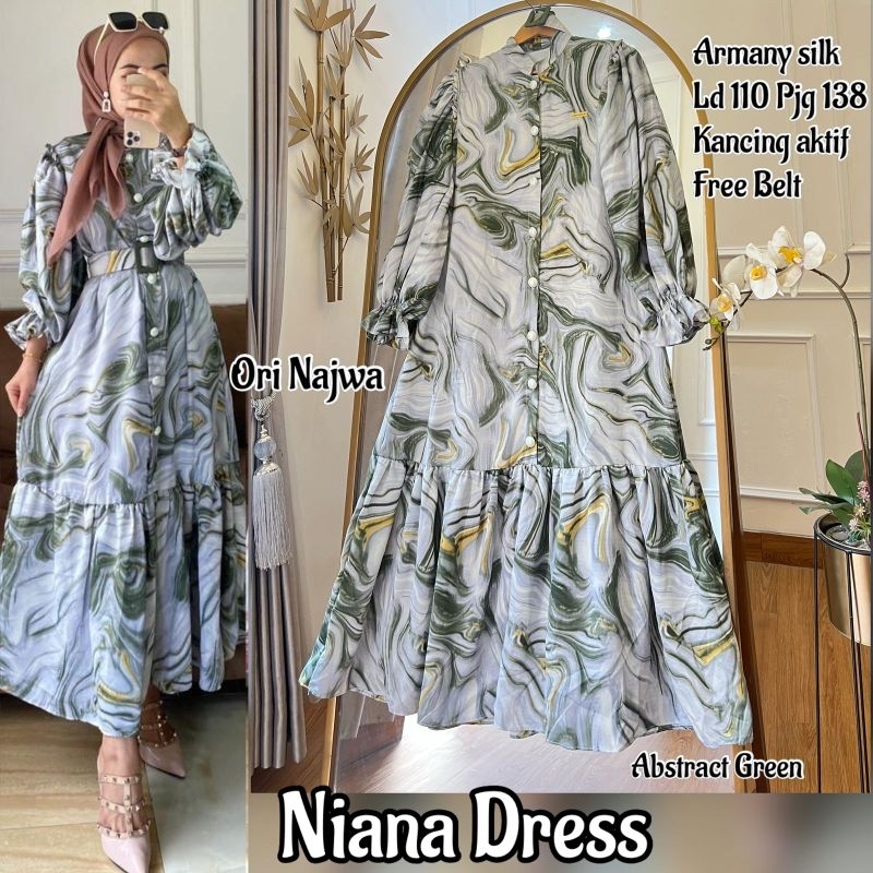 Gamis Dres Armany Silk Motif NIANA DRES Ori Najwa