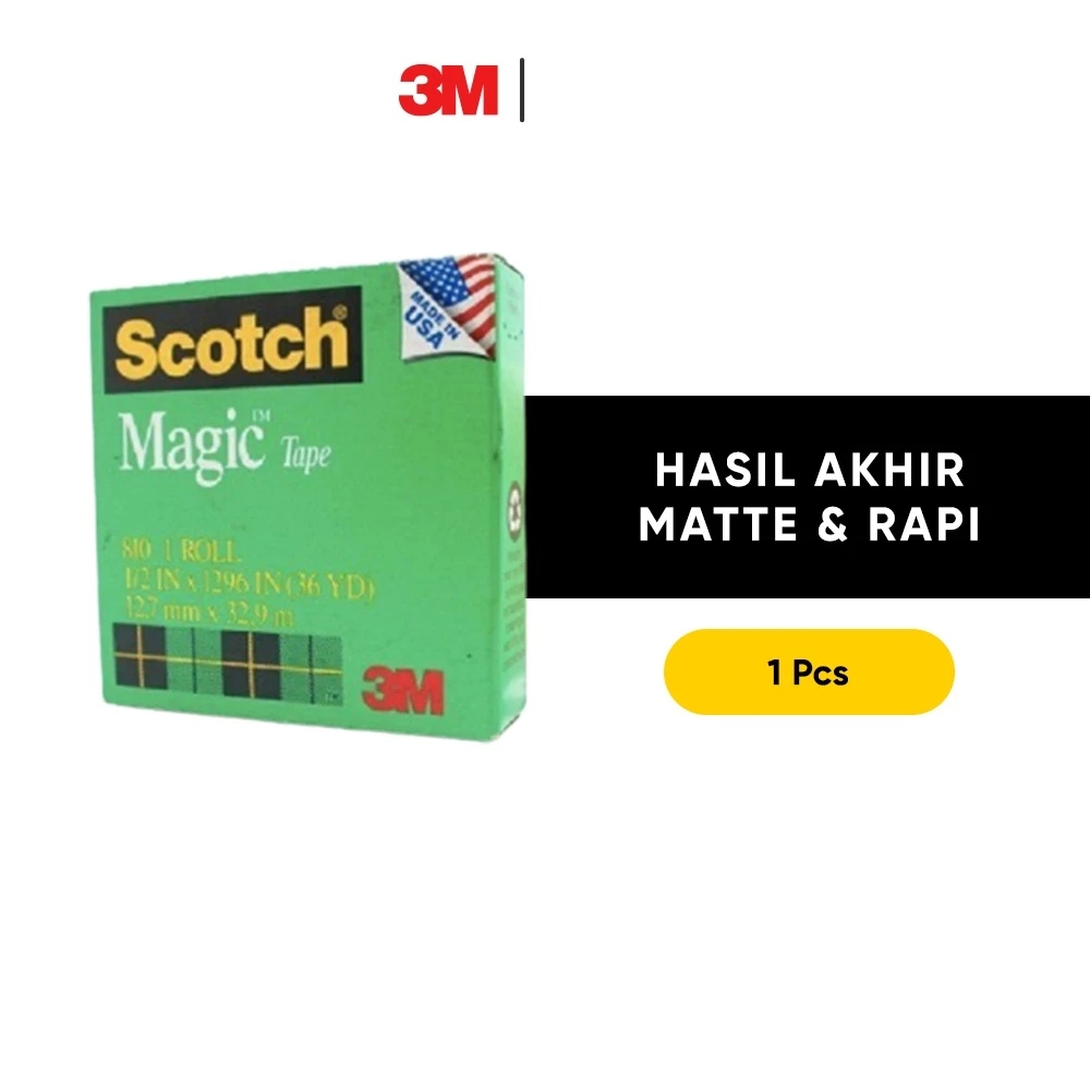 

Solasi / selotip Transparan Scotch 3M Magic Tape 810 1/2 inch x 36 yd ( 12,7 mm x 32,9 m ) Ukuran Medium / Sedang