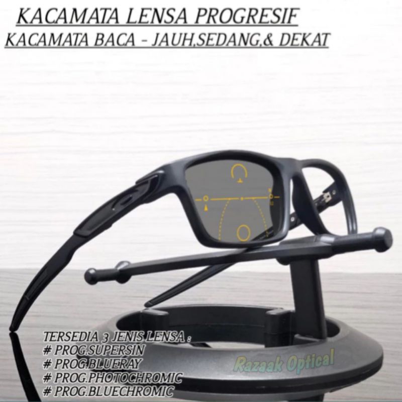 Kacamata Sporty Progresif Photochromic Pria | Kacamata Baca dan Jalan | Kacamata Baca Sporty Model S