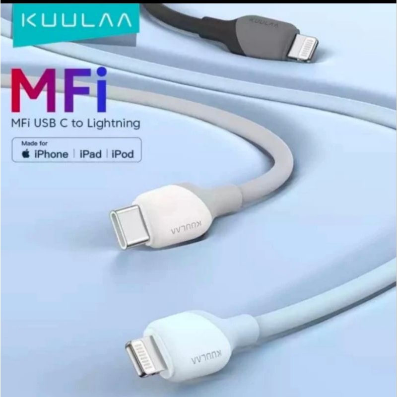 Kabel Data KUULAA KL-X58 MFI USB C to iPhone Lightning 1M 2M Soft Silicone Cable