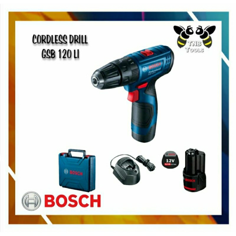 BOSCH Cordless Drill GSB 120 LI | Bor Baterai dengan Impact