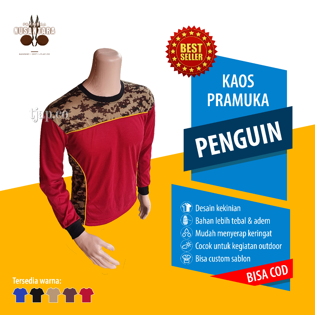 Baju kaos Lapangan Pramuka Putri / Wanita - Penguin Maroon