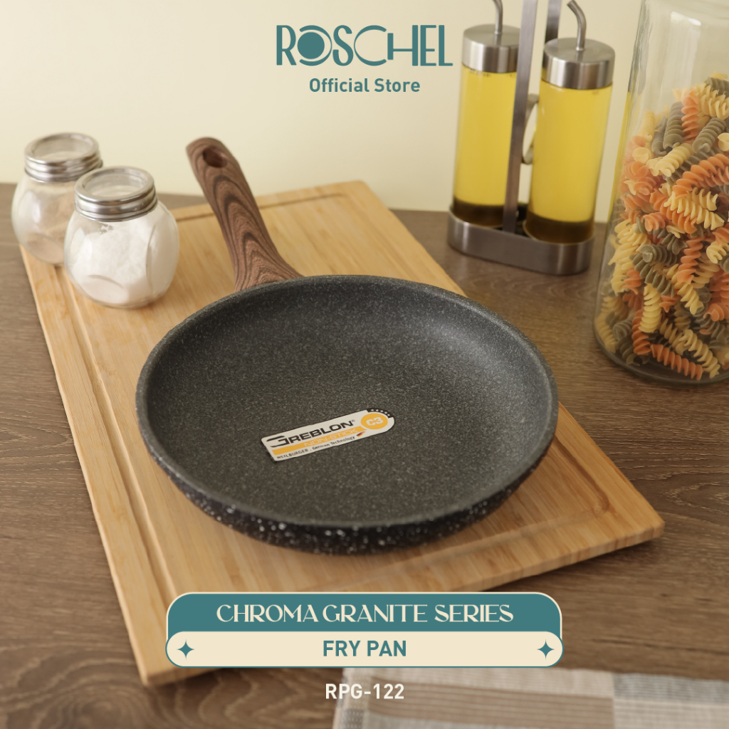 ROSCHEL CHROMA GRANITE FRYPAN 20 , 22 , 24 CM NON-STICK GREBLON C3 GERMAN COATING PANCI PENGGORENGAN