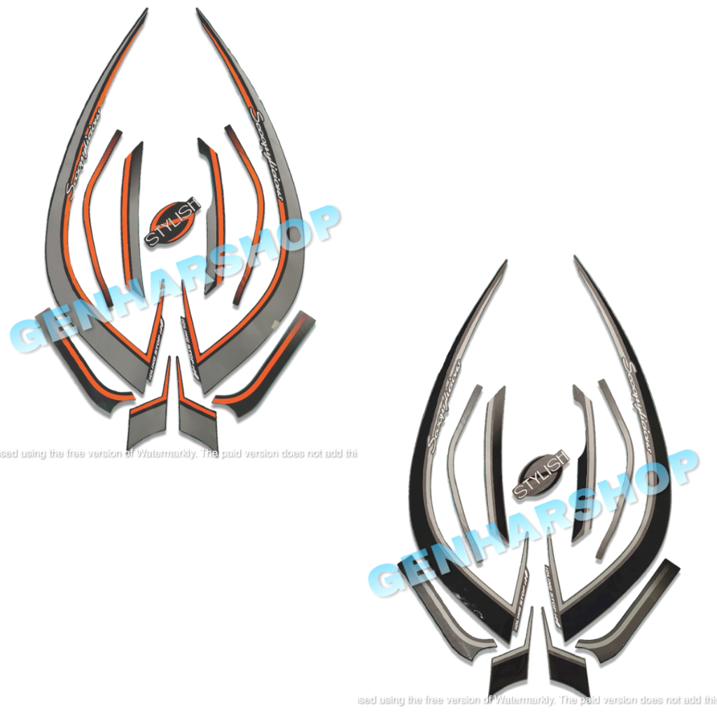 STIKER STRIPING LIS BODY STANDAR MOTOR HONDA SCOOPY STYLISH 2017 SEPASANG FULL SET