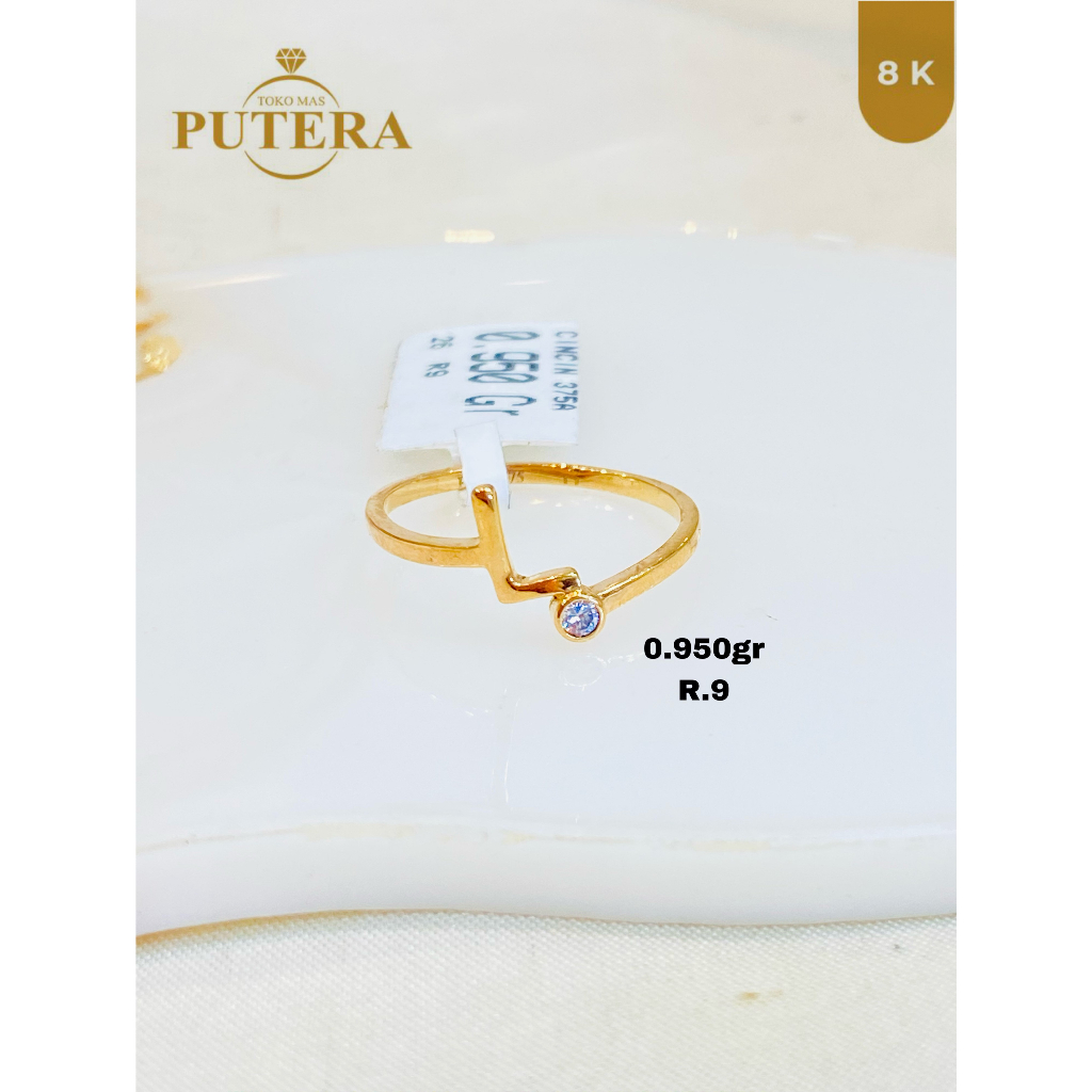 cincin huruf L mata solitaire 0.95 sz 9