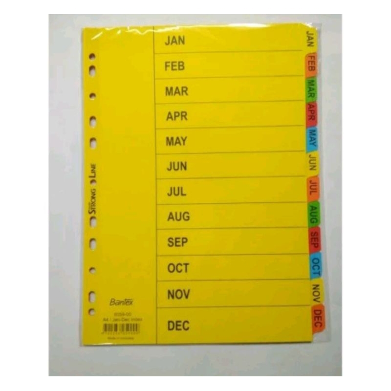 Divider bantex A4 6059/Divider bulan (Jan-Des)