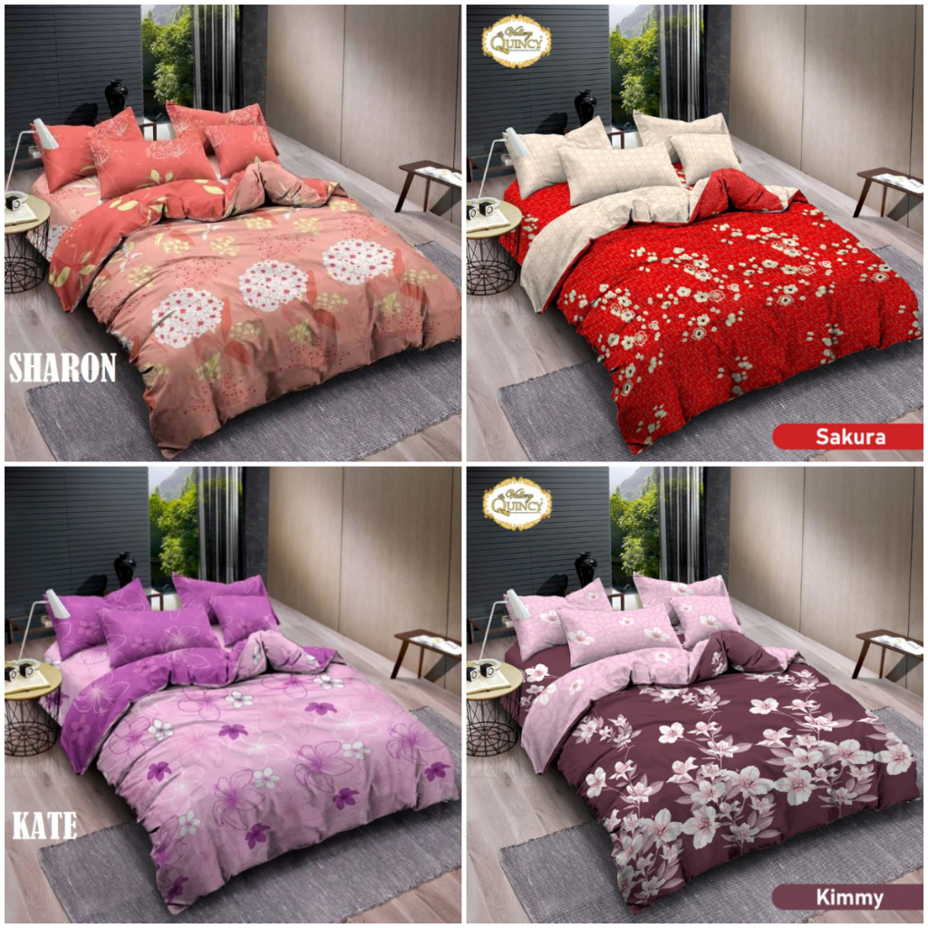 Bedcover Vallery Quincy 180 x 200 ( 6 kaki ) Motif Bunga