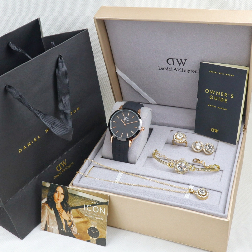 jam tangan wanita fashion wd free kalung,gelang ,anting,+cincin y957
