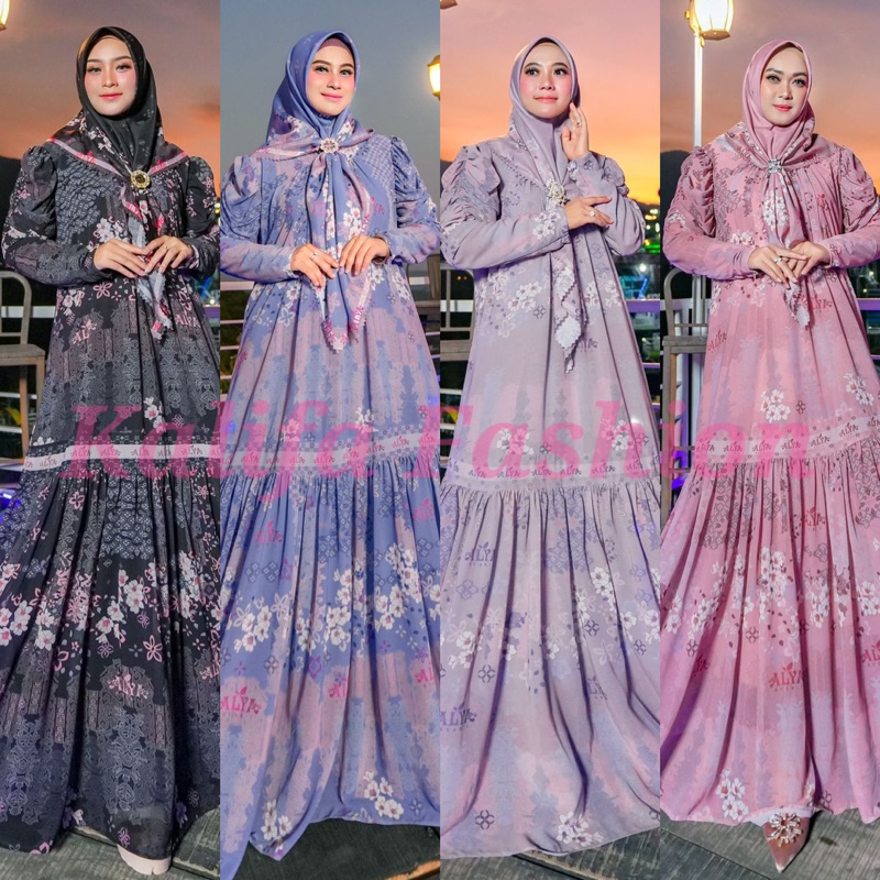 NAMIRA SERIES BY ALYA SYARI / GAMIS SET SCARF / DRESS MUSLIMAH / BAJU SYARI BRANDED / GAMIS ALYA TER