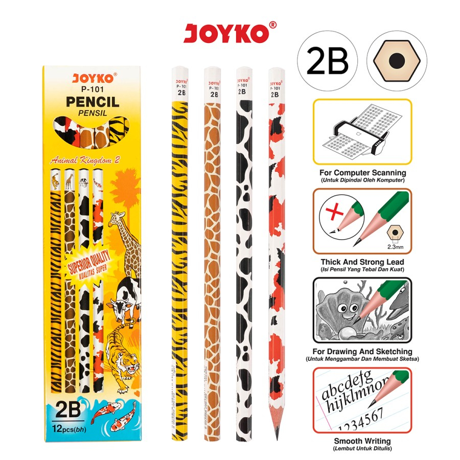 

(1 Biji) Pensil Joyko 2B P-101 Animal Kingdom 2 / Pensil Joyko 2B P-101 (1 Biji)