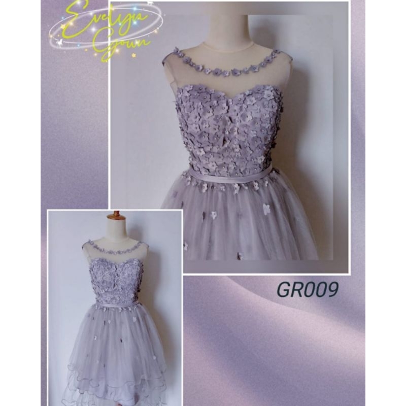 gaun/dress pesta grey preloved