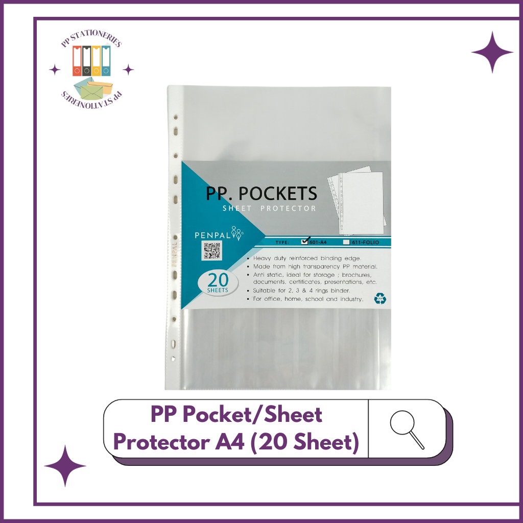 

Penpal PP Pockets / Sheet Protector A4 PL-601 [20 Sheets]