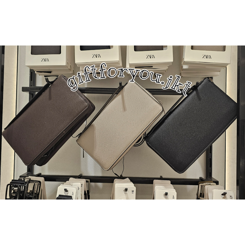 Dompet Lipat XL Pria Zara Original Man Slim Two In One Wallet Tipis Panjang Tas Selempang XL Crossbo