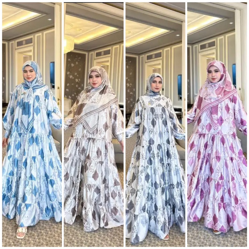 dress gamis set hijab SHELLASAUKIA monogram ori SS