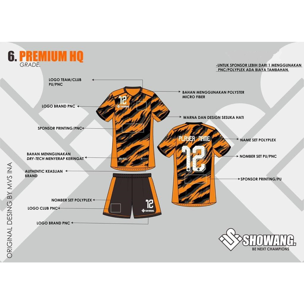 Custom Desain Jersey Kaos Baju Celana Bola Futsal Basket Badminton Tenis Voli Sepeda Roadbike Mancin