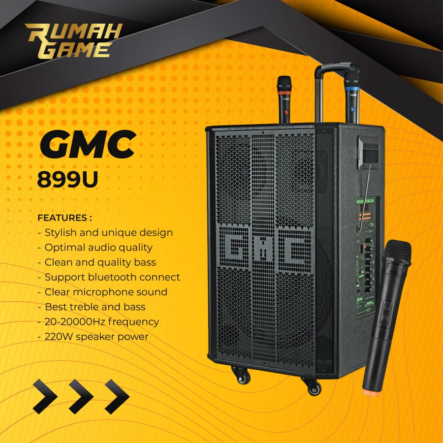 GMC 899U Speaker Portable Bluetooth karaoke 15inch Sound Sistem 15"