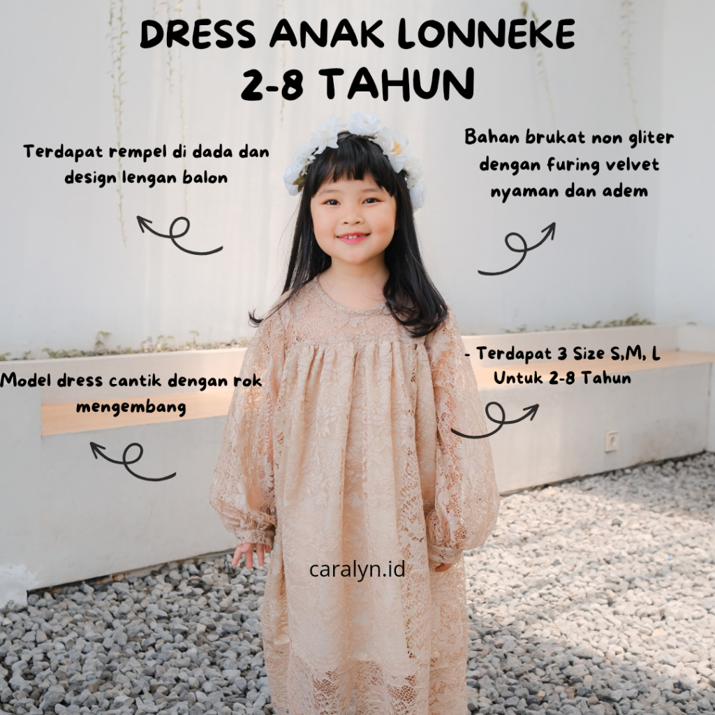 DRESS ANAK BRUKAT LONNEKE BAJU LENGAN PANJANG