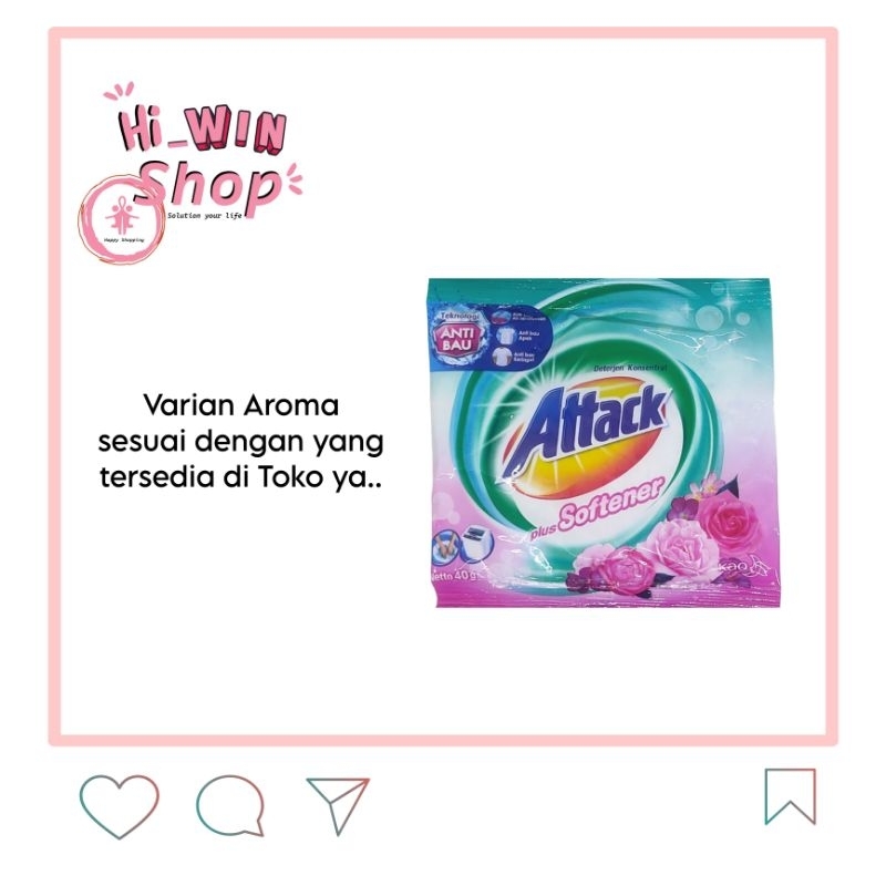 Attack Plus Softener Sachet 40gr | Attack Softener Bubuk Sabun Cuci Baju Sachet 40gr | Deterjen Bubu