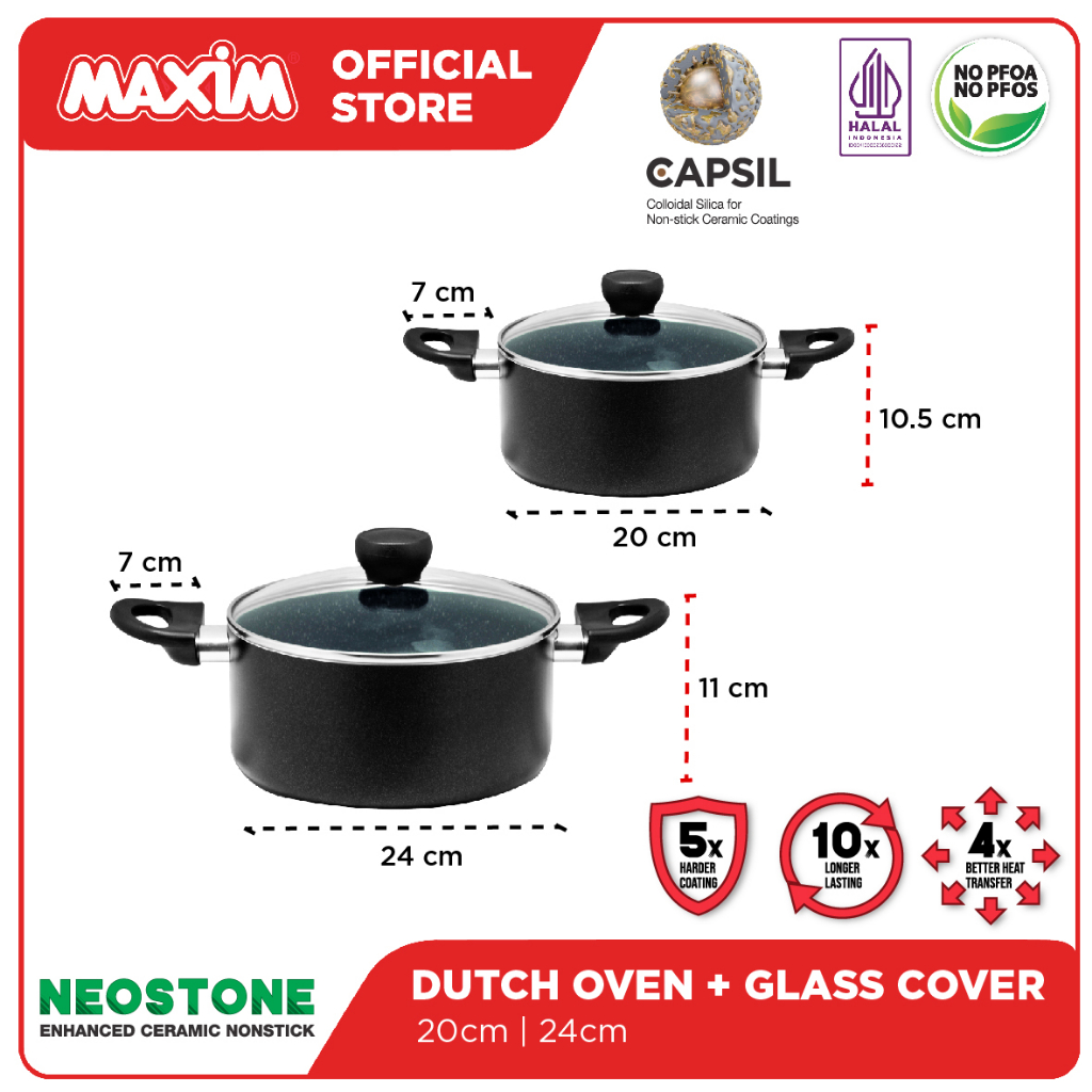 Maxim Neostone Panci Ceramic Anti Lengket 20cm Dutch Oven