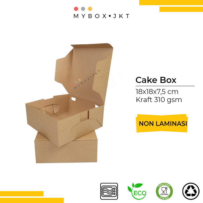 Box Dus Kotak Kue Pizza Nasi Kraft 18x18x7,5 NON LAMINASI