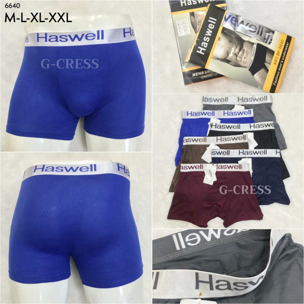 Boxer Pria Dewasa M-XXL/Celana Dalam Cowok (3pcs) Katun Polos Adem Lembut Elastis Karet Besar  Elast