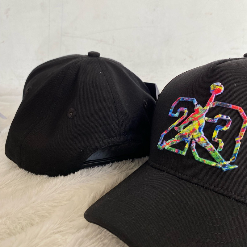 TOPI MLB23 HITAM LOGO RAINBOW BORDIR ORIGINAL PREMIUM