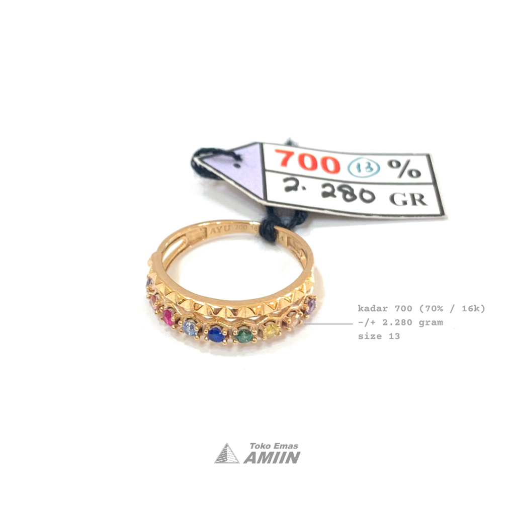 Toko Emas Amiin Cincin Emas Asli AYU Kadar 700 (70% / 16K) 2.280 Gram - Fashion Korea Honey Comb Pyr