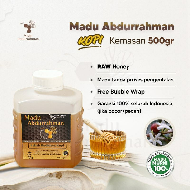 

(KOPI 500G) Madu Abdurrahman Nektar Bunga Kopi 500g 100% MURNI & ASLI Raw Honey