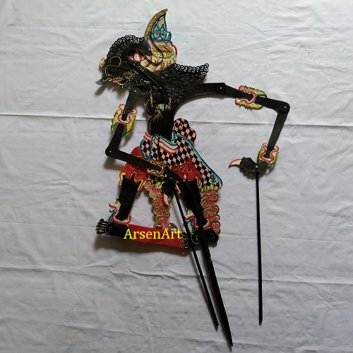 Brotoseno Bima Wayang Purwa Wayang Kulit Asli dari Kulit Kambing Ukuran Besar Warna Hitam