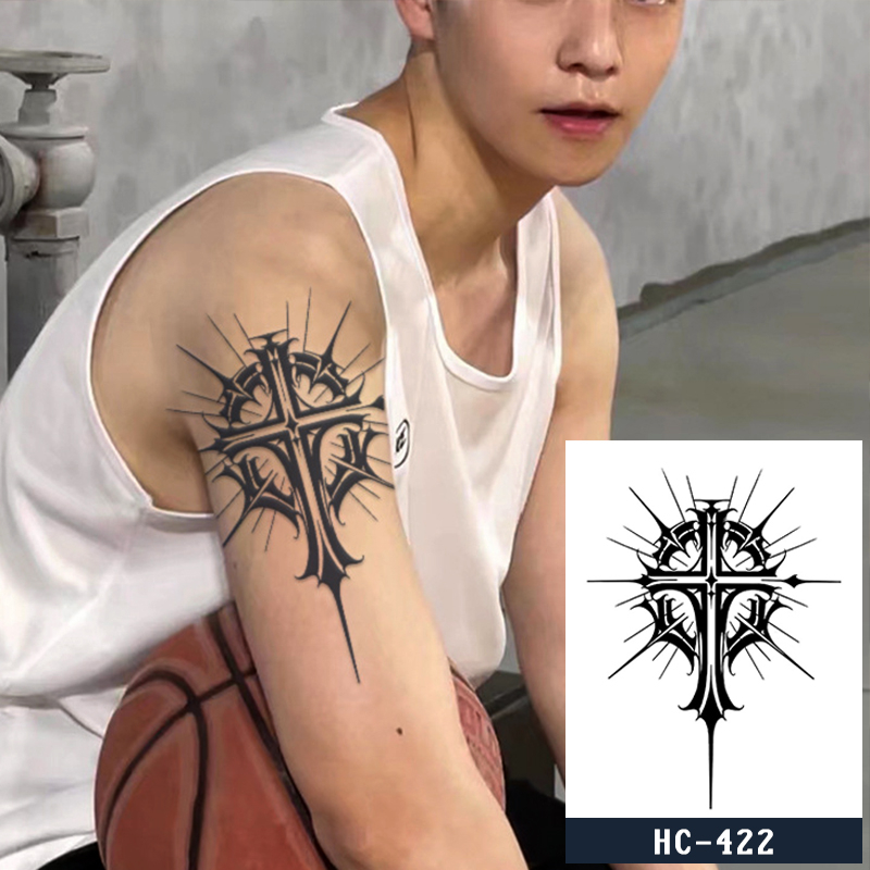 Tato Semi Permanen Salib/Cross 18x11CM Tahan 10-15 Hari