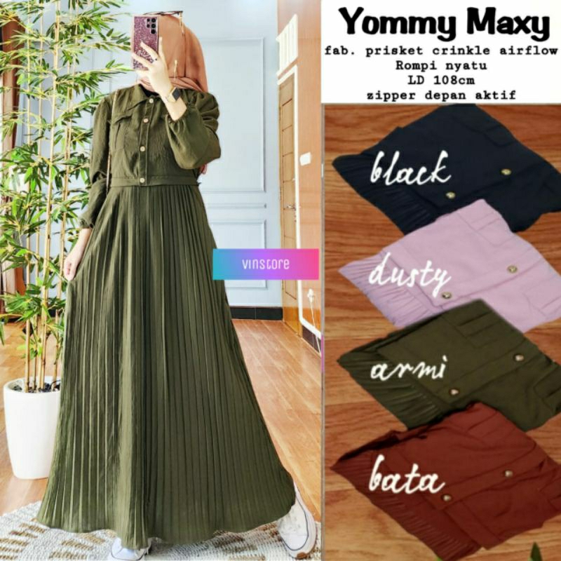 COD GAMIS PLISKEET CEWEK KEKINIAN POLOS YOMMY MAXY MURAH SOLO BY.VINSTORE
