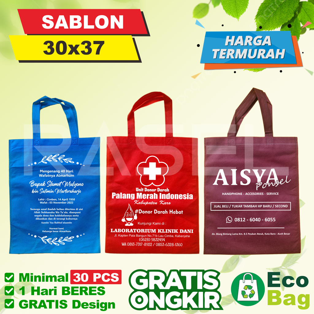 

1 hari BERES kantong haji umroh besek tahlil tahlilan pengajian hadiah tas 30x37 flat sablon custom