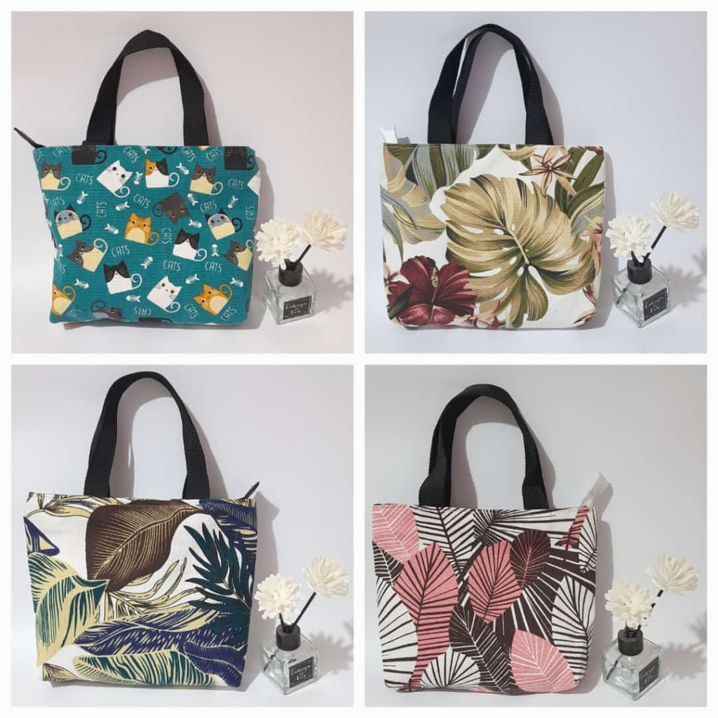 Tas Kanvas | Pouch Kanvas | Tas tempat kosmetik motif beragam | TWILL Motif Beragam | Tas Mukena